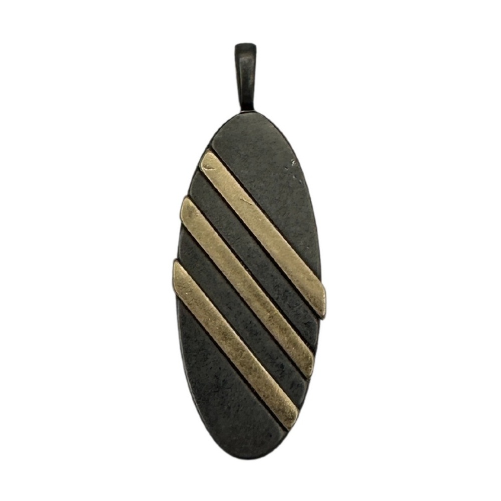 Marlyn Schiff Dark Oval Charm with Gold Detailing